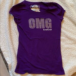 Bebe OMG Purple Short Sleeve Tee